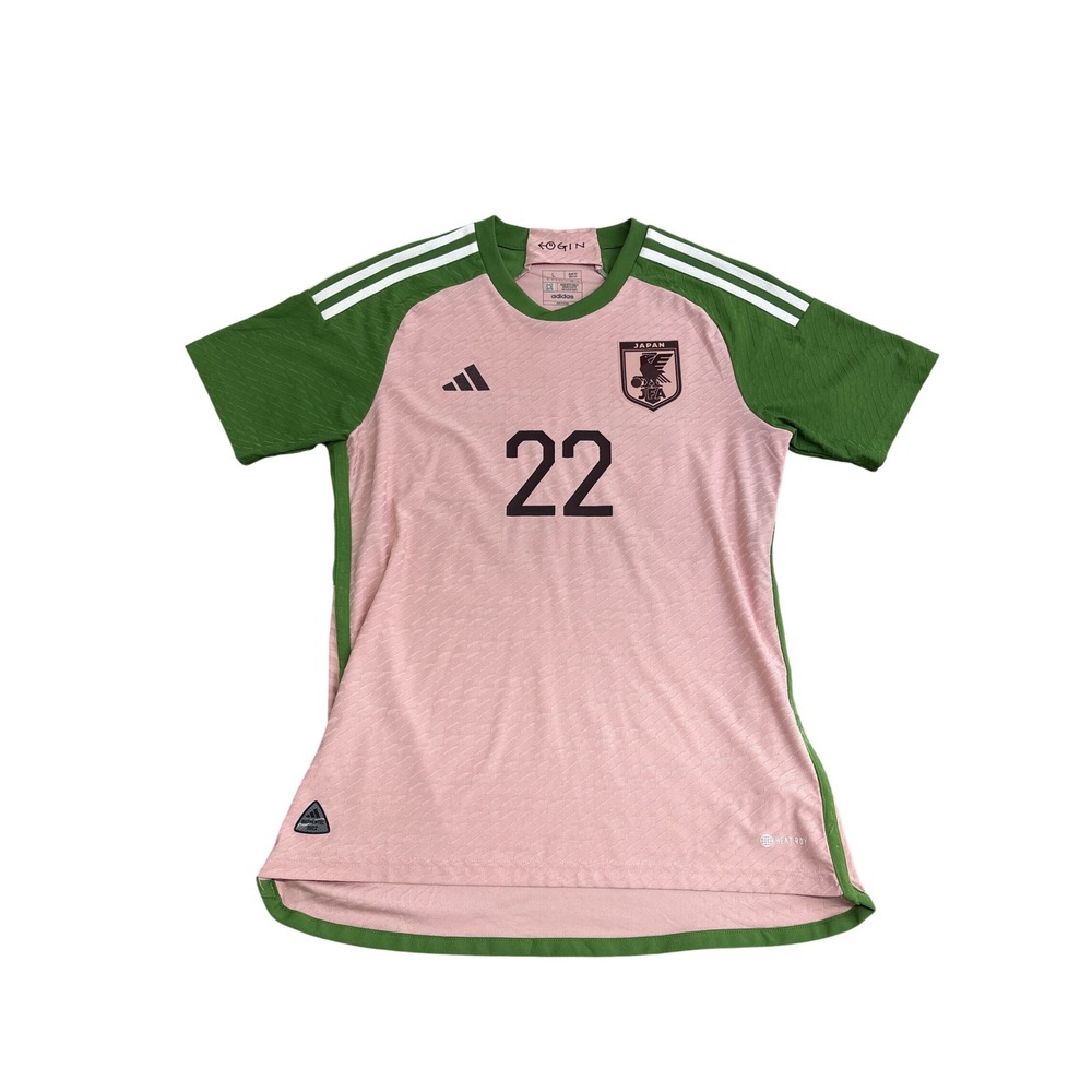 Adidas Japan 2023 Away Jersey Pink Green Soccer Shirt 22 Heat.Rdy Mens L Slim